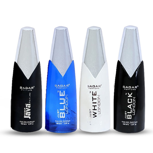 100 ML WHITE LONDON & BLACK LONDON & BLUE LONDON & SAGAR JAVA 4 PCS PERFUME COMBO